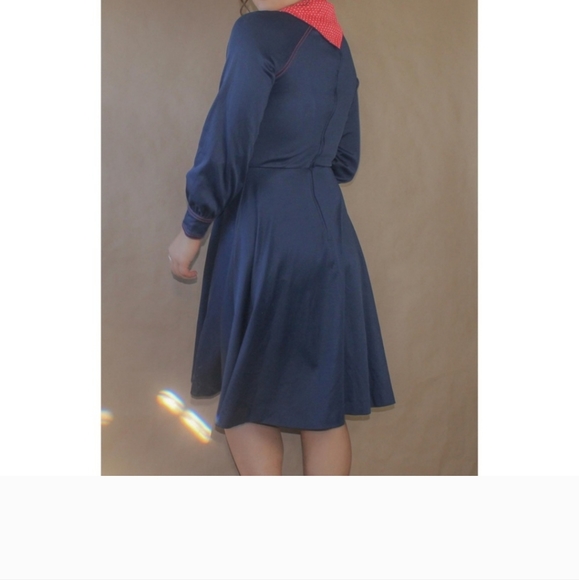 Vtg 70's hand made preppy swing sailor dress - Picture 4 of 6